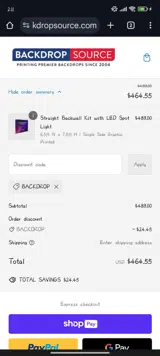 BACKDROP coupon verification screenshot