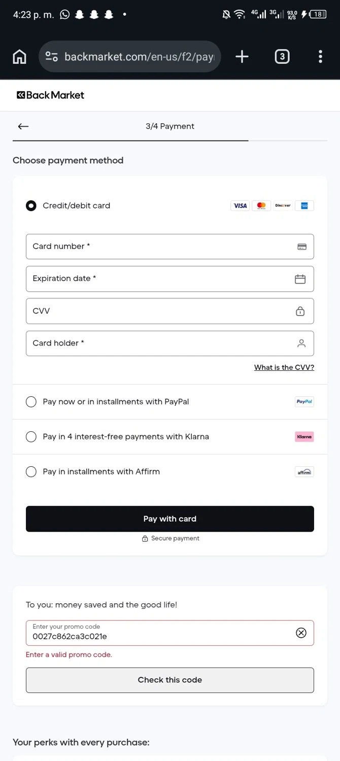 Verification screenshot for $10 Off Storewide (members Only) at Back Market — 3mo ago