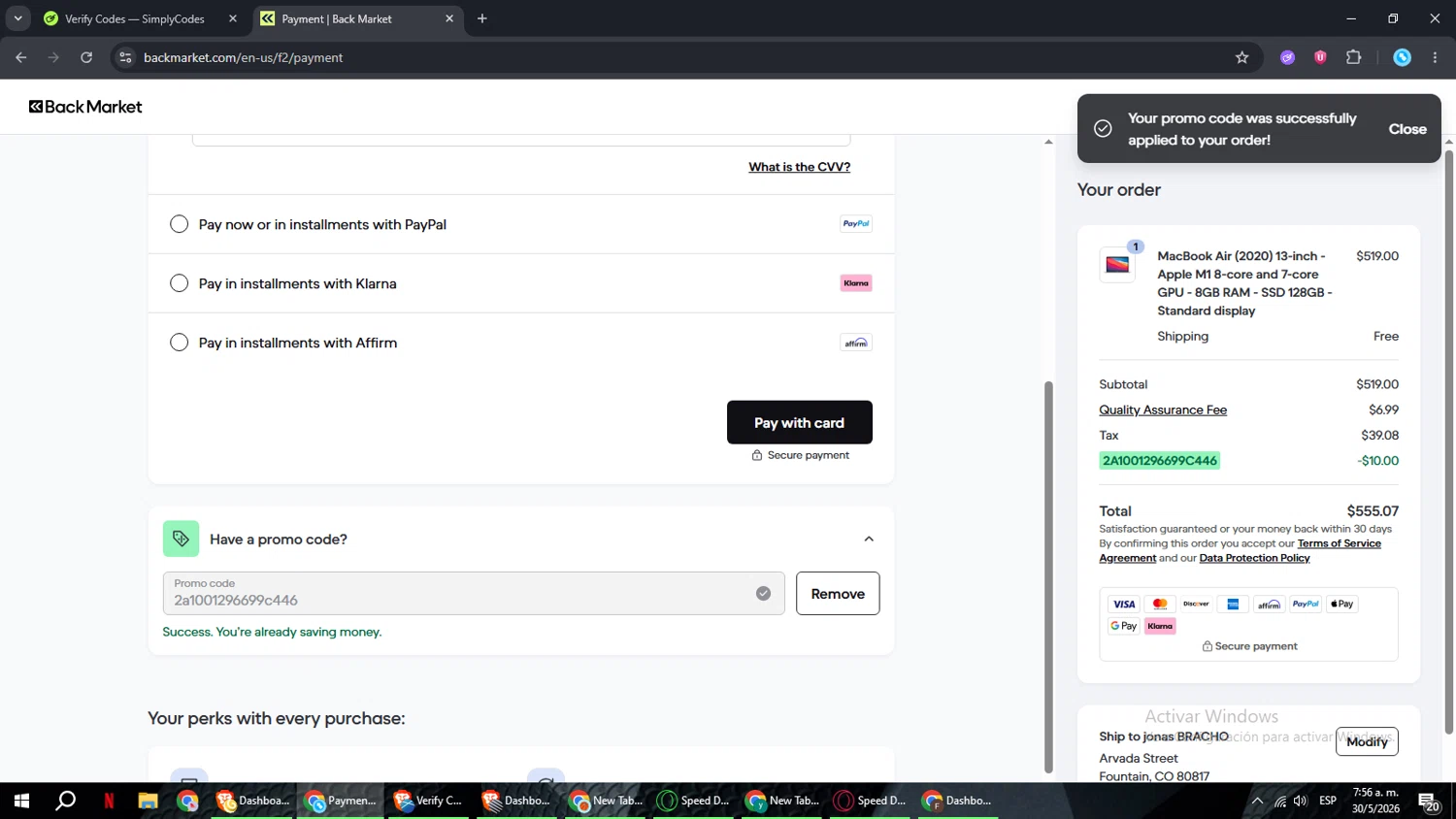 Verification screenshot for $25 Off Storewide (Minimum Order: $300) Members Only at Back Market — 5d ago