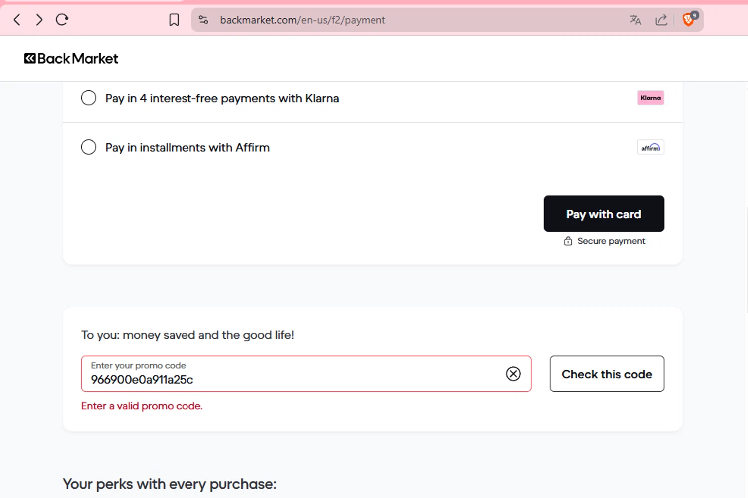 Back Market promo code screenshot showing code 966900e0a911a25c applied at Back Market checkout page. Uploaded by SimplyCodes community member CleverSpotter2858 on Dec 22, 2025