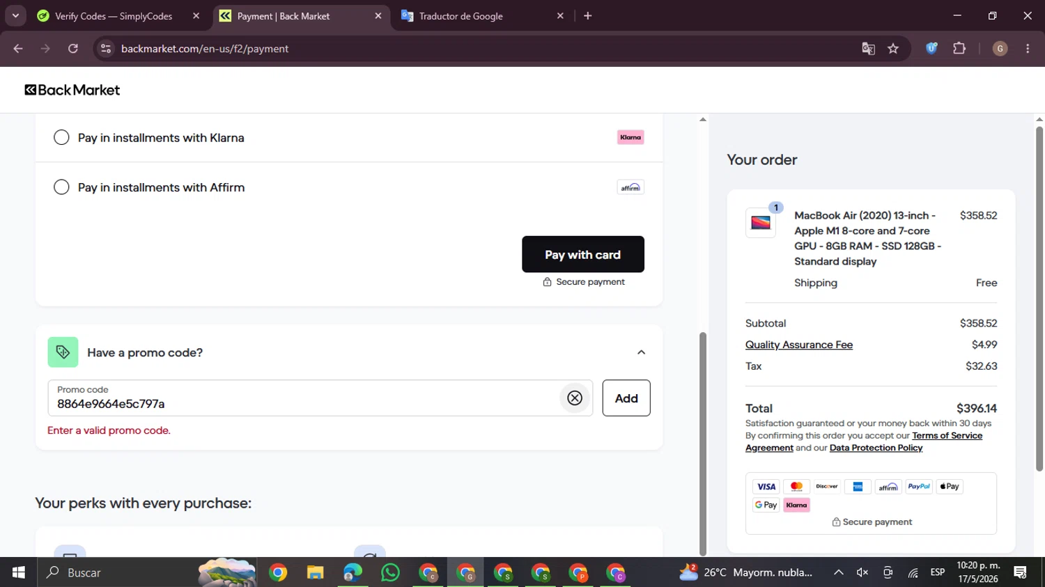 Verification screenshot for 15% Off Storewide at Back Market - 38d ago