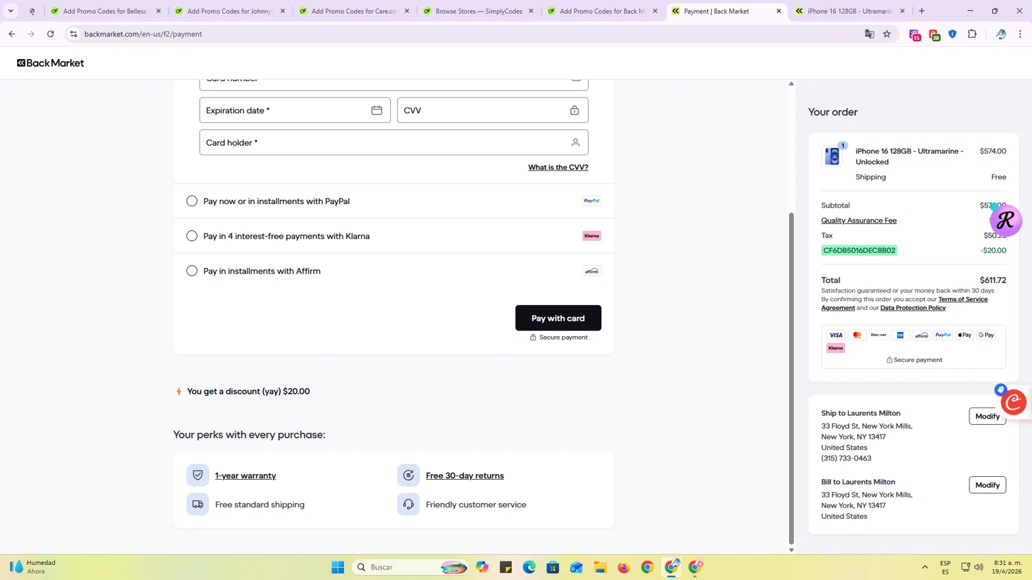Verification screenshot for 10% Off Storewide at Back Market — 46d ago