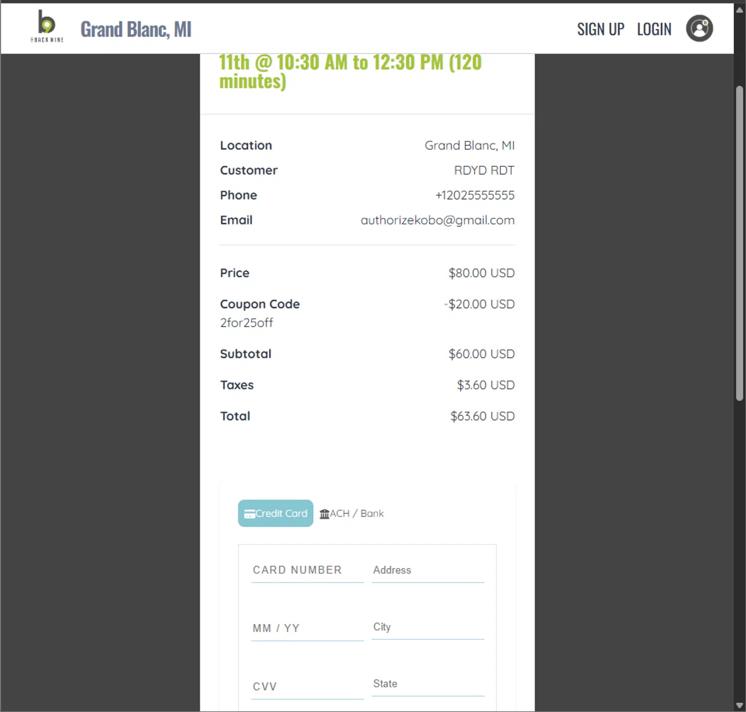 Back Nine coupon code screenshot showing code 2for25off applied at Back Nine checkout page. Uploaded by SimplyCodes community member PillarsofCreation on Dec 10, 2025