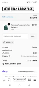 ADBS6 coupon verification screenshot