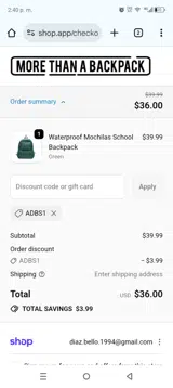 ADBS1 coupon verification screenshot