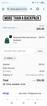 ADBS2 coupon verification screenshot