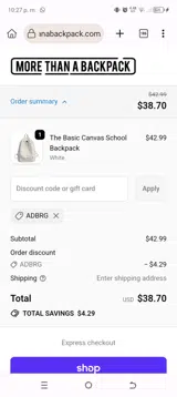 ADBRG coupon verification screenshot
