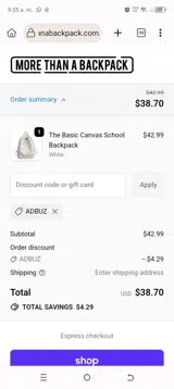 ADBUZ coupon verification screenshot