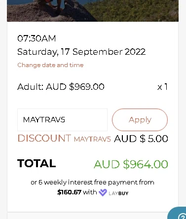 Backpacker Deals checkout page showing Backpacker Deals promo code box | Screenshot taken by SimplyCodes community member on Aug 30, 2022