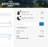 The Backpackers Shop coupon verification screenshot