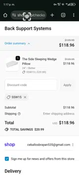 SSW15 coupon verification screenshot
