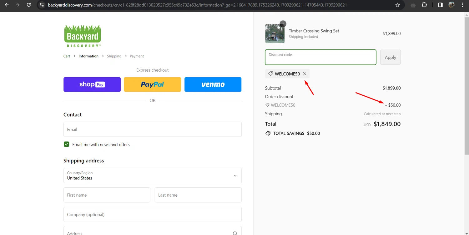 Backyard Discovery Discount Codes 50 Off September 2024