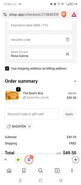 BADATEN coupon verification screenshot