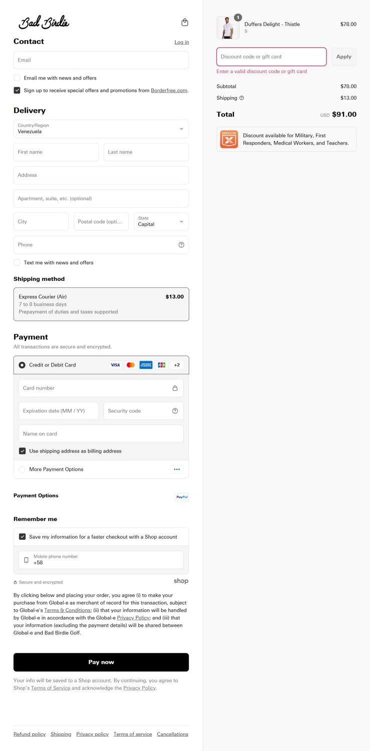 Bad Birdie discount code screenshot showing code SIMPLYCODES15 applied at Bad Birdie checkout page. Uploaded by SimplyCodes community member Rossimar on Aug 15, 2025
