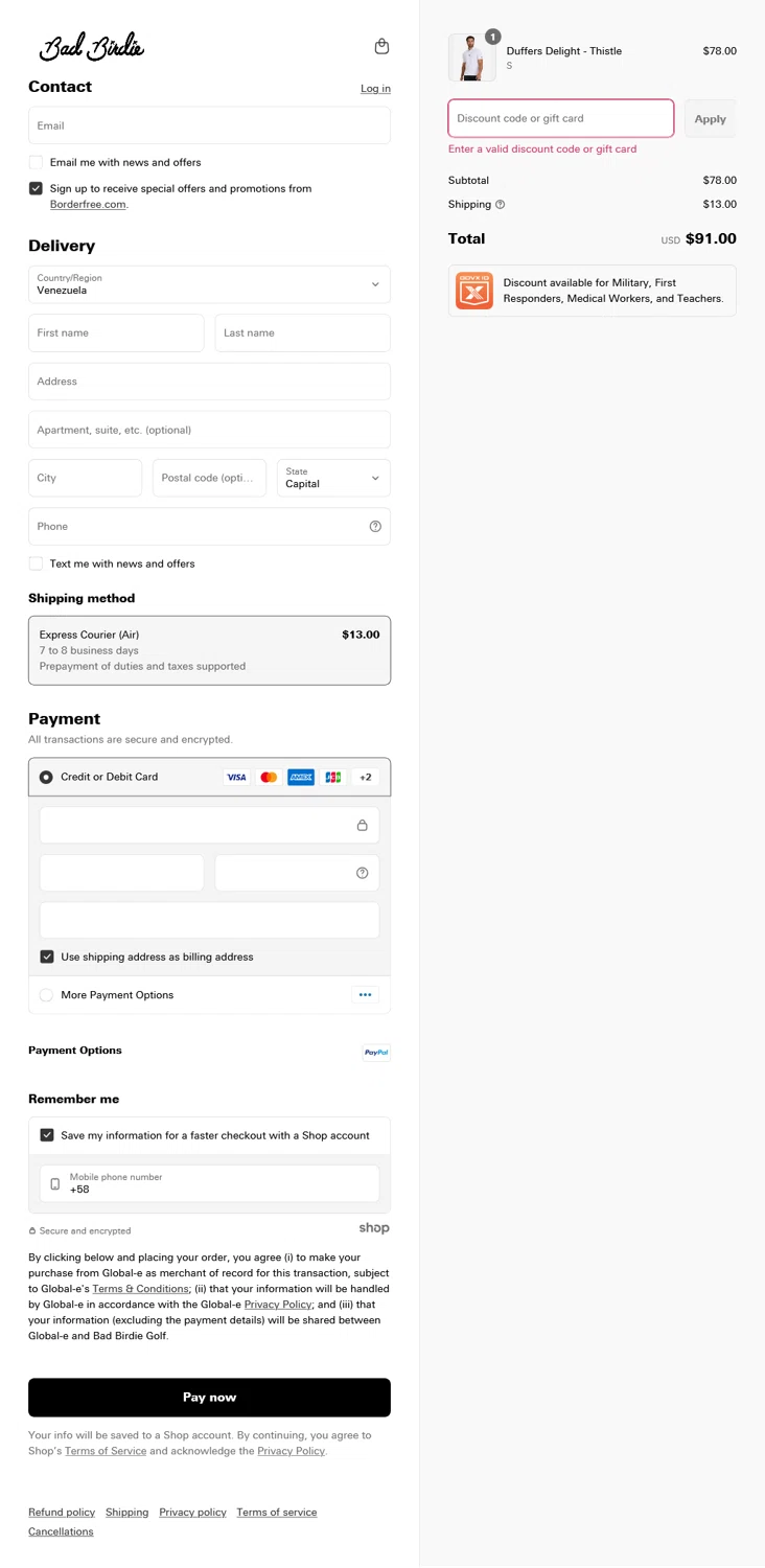 Bad Birdie discount code screenshot showing code SIMPLYCODES15 applied at Bad Birdie checkout page. Uploaded by SimplyCodes community member WladimirV on Aug 15, 2025