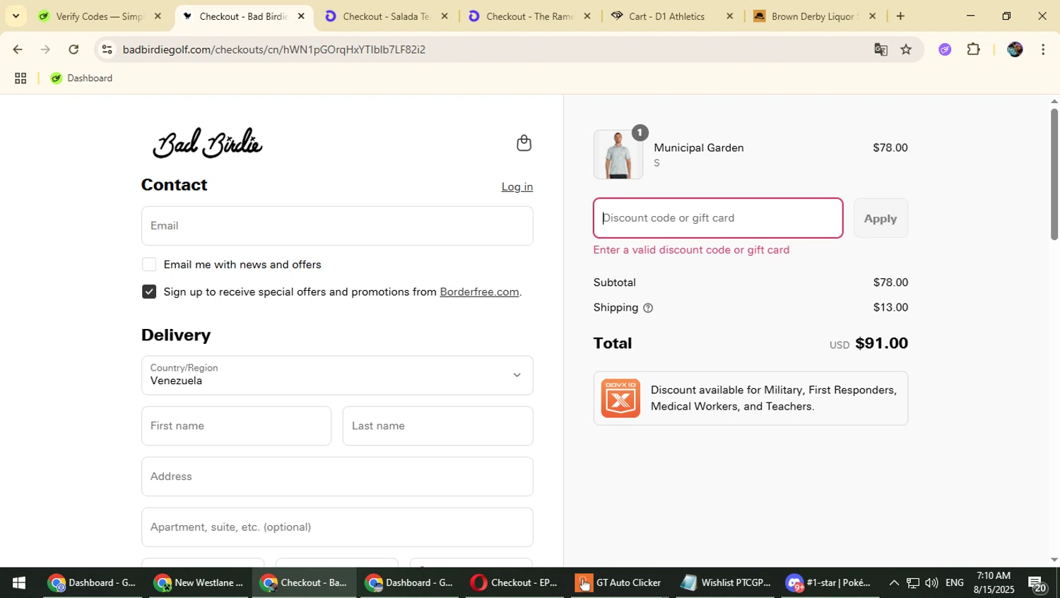 Bad Birdie discount code screenshot showing code SIMPLYCODES30 applied at Bad Birdie checkout page. Uploaded by SimplyCodes community member Typhlosion on Aug 15, 2025