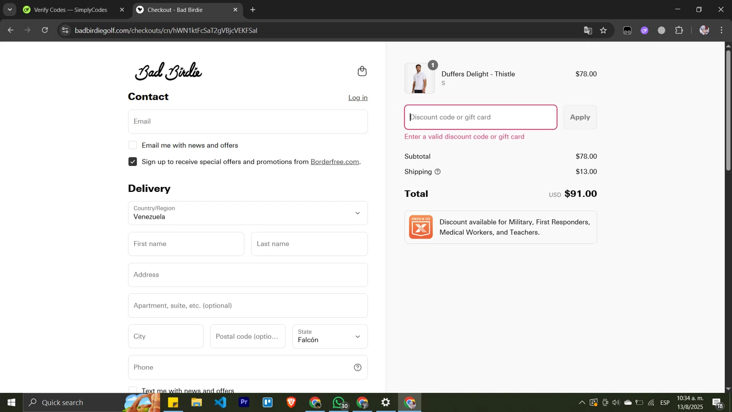 Bad Birdie discount code screenshot showing code BLACKFRIDAY applied at Bad Birdie checkout page. Uploaded by SimplyCodes community member Pansito on Aug 13, 2025
