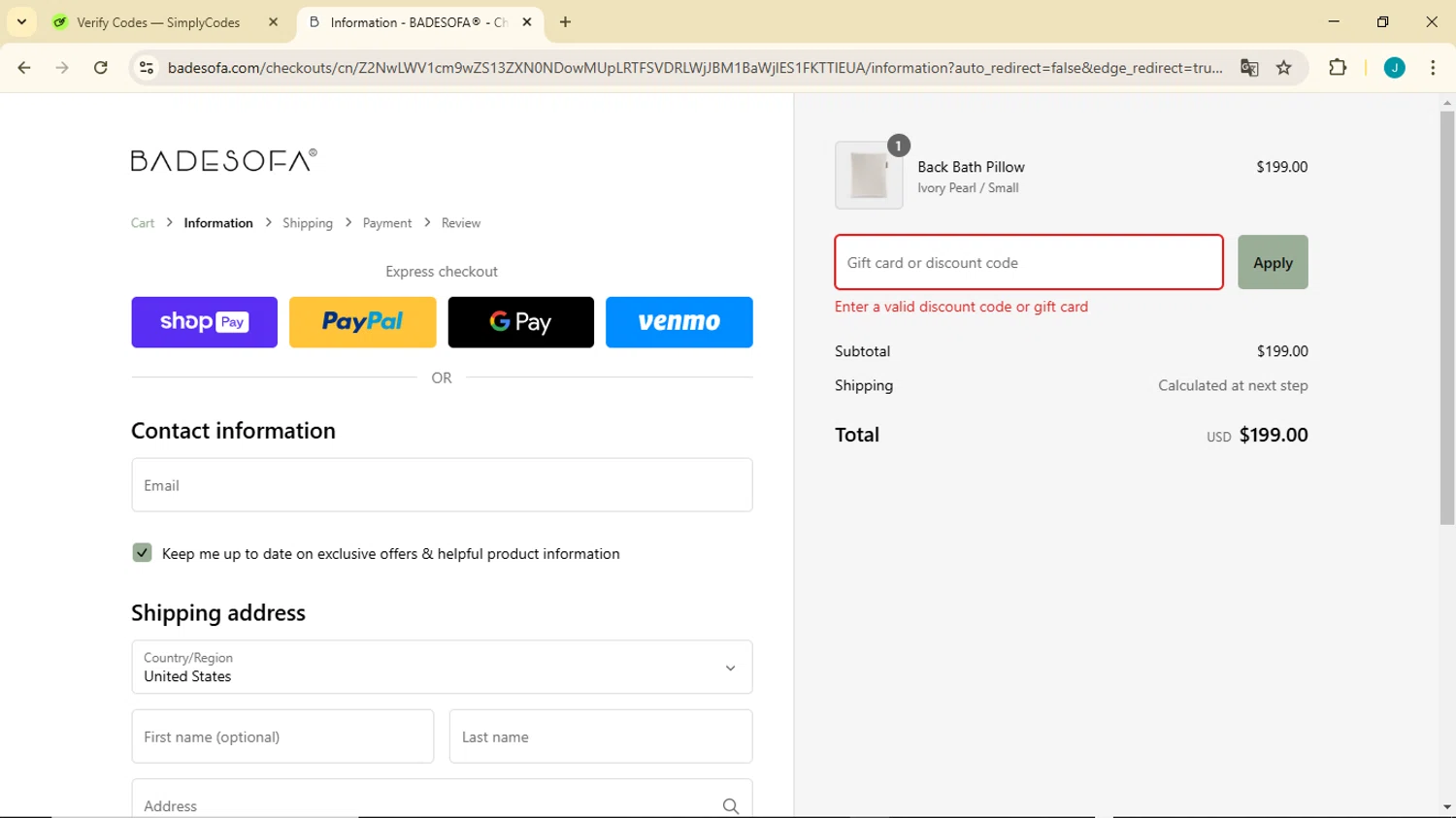 BADESOFA discount code screenshot showing code LUNE15 applied at BADESOFA checkout page. Uploaded by SimplyCodes community member GoldDefender3268 on Feb 6, 2025