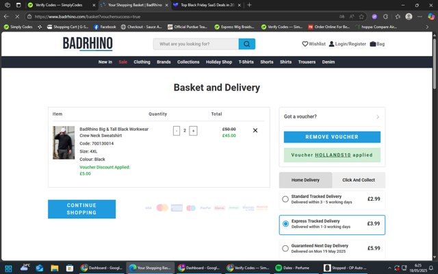 BadRhino checkout page showing BadRhino discount code box | Screenshot taken by SimplyCodes community member on May 18, 2025