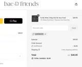Bae and Friends coupon verification screenshot