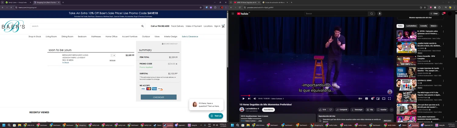 Baer's checkout page showing Baer's promo code box | Screenshot taken by SimplyCodes community member on Jul 4, 2025