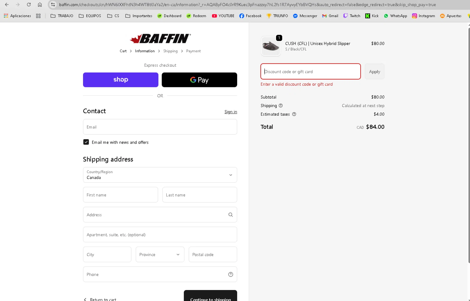 Baffin discount code screenshot showing code 7FC47R6 applied at Baffin checkout page. Uploaded by SimplyCodes community member kelvinsuarez88 on Dec 11, 2025