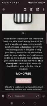 Monofree coupon verification screenshot