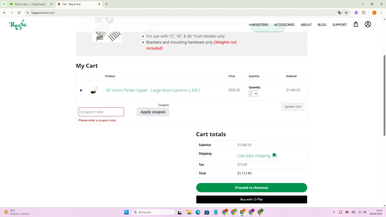 Bag-A-Nut promo code screenshot showing code FREE2023 applied at Bag-A-Nut checkout page. Uploaded by SimplyCodes community member Dayana21 on Jun 29, 2025