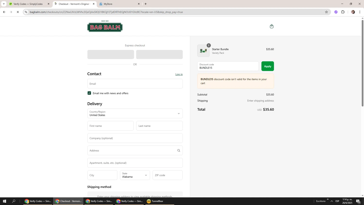 Bag Balm discount code screenshot showing code BUNDLE15 applied at Bag Balm checkout page. Uploaded by SimplyCodes community member Levi_Ackerman on Jun 26, 2025