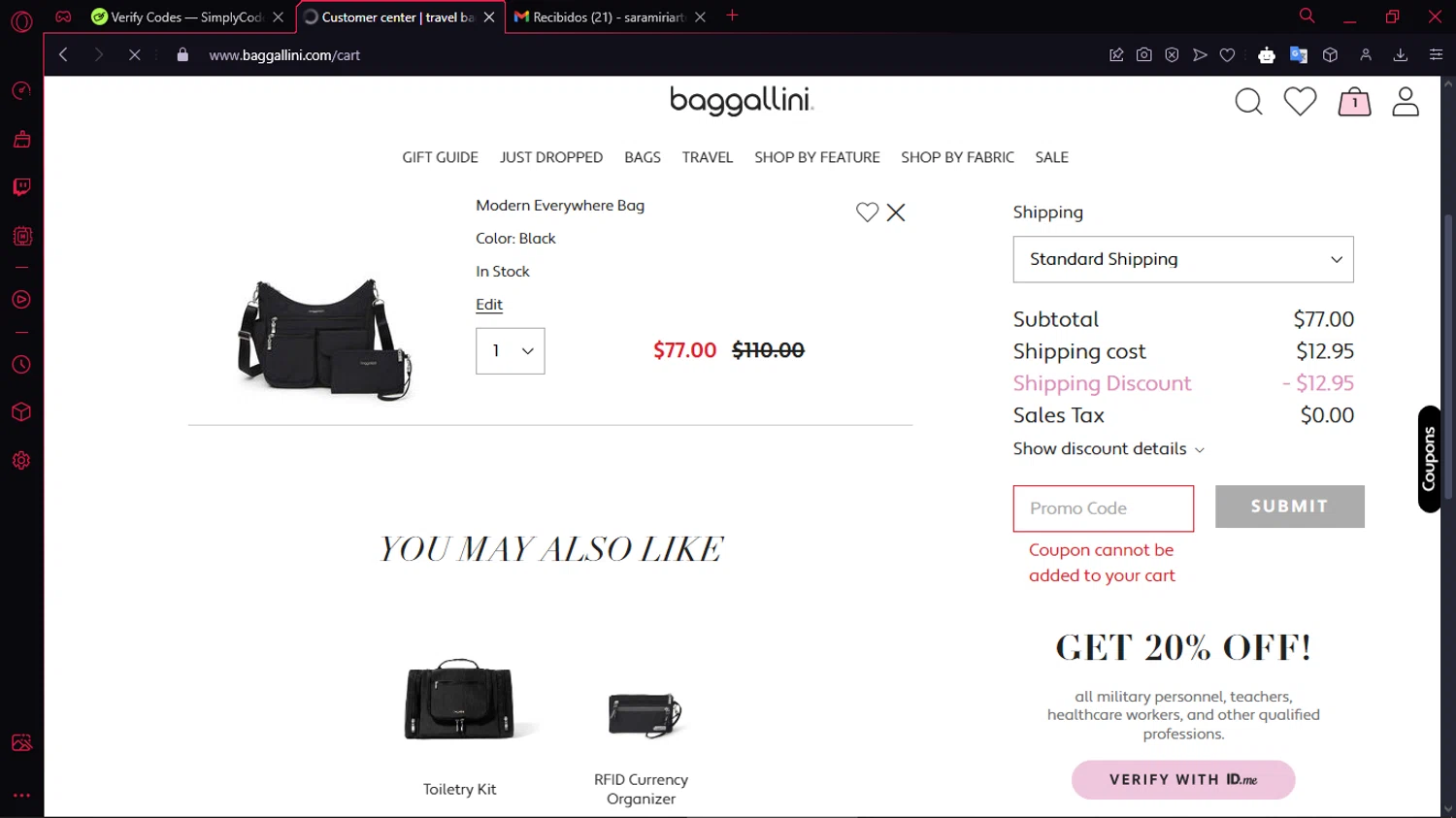 where to use baggallini promo code box