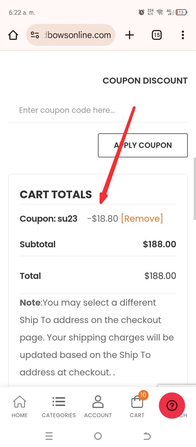 Bags & Bows checkout page showing Bags & Bows coupon code box | Screenshot taken by SimplyCodes community member on Jan 20, 2025