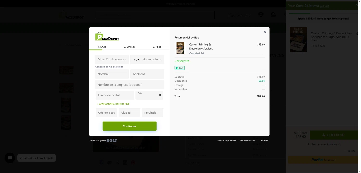 BagzDepot promo code screenshot showing code 2025 applied at BagzDepot checkout page. Uploaded by SimplyCodes community member Dorothy on Dec 19, 2025