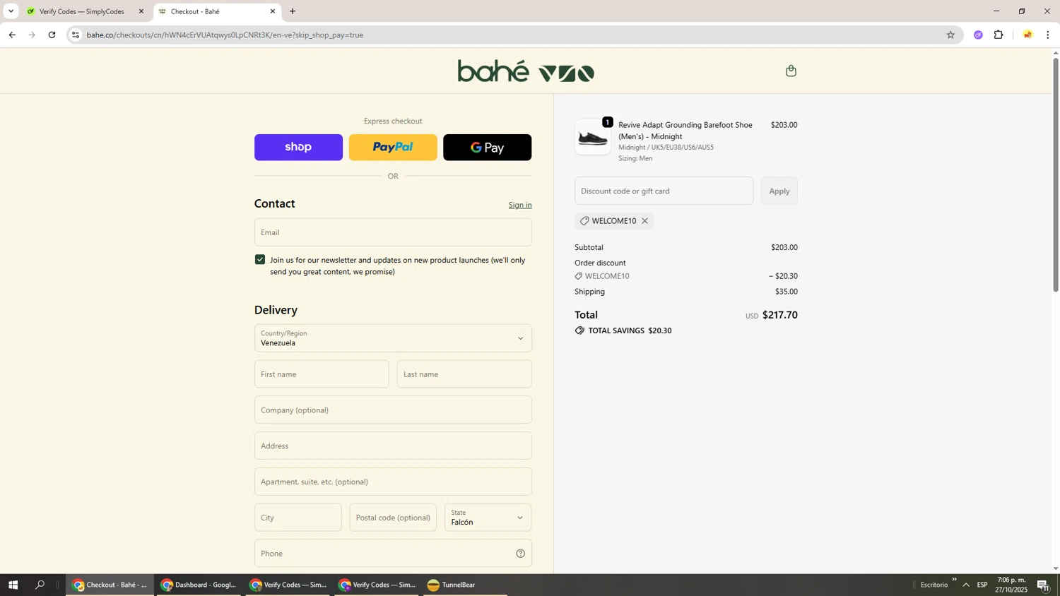 Bahé promo code screenshot showing code WELCOME10 applied at Bahé checkout page. Uploaded by SimplyCodes community member Richard251 on Oct 27, 2025