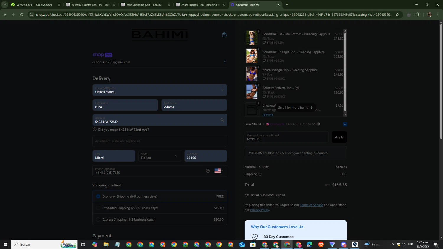 Bahimi promo code screenshot showing code MYPICKS applied at Bahimi checkout page. Uploaded by SimplyCodes community member ThriftySage4292 on May 23, 2025