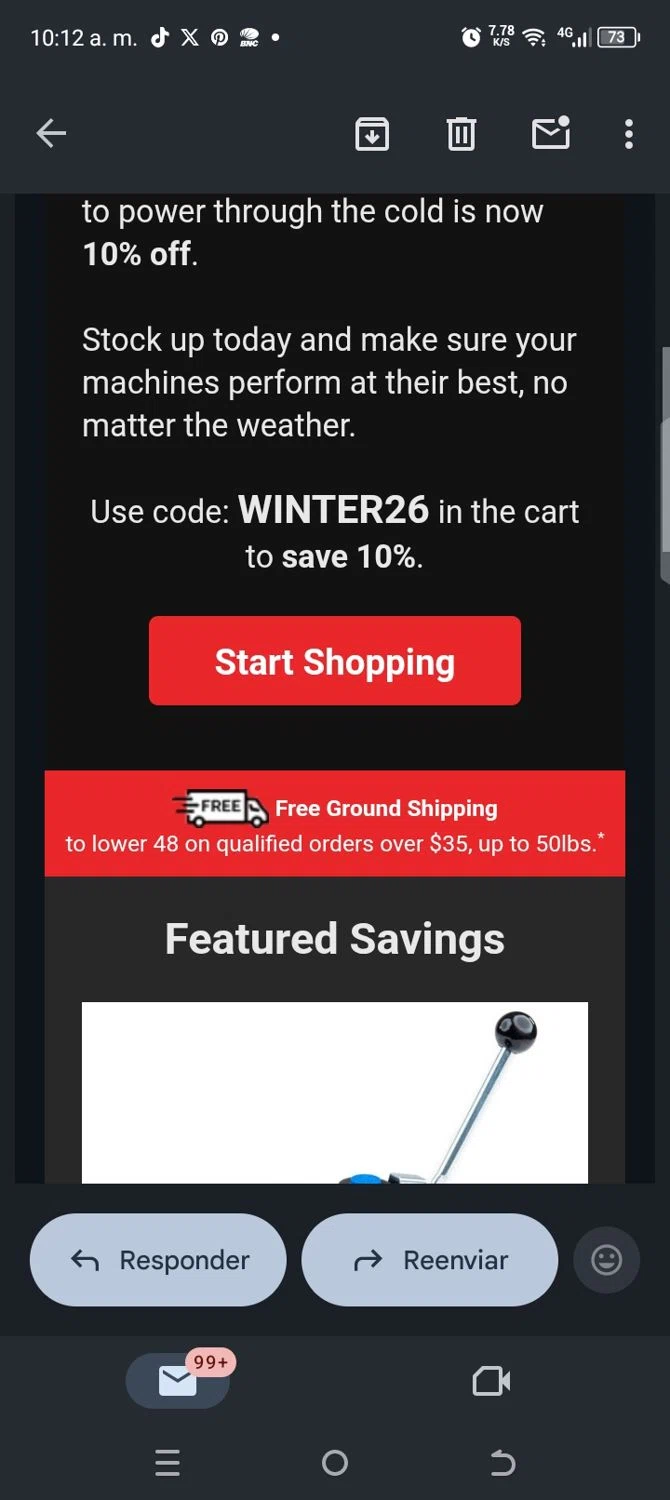 Bailey Hydraulics promo code screenshot showing code Winter26 applied at Bailey Hydraulics checkout page. Uploaded by SimplyCodes community member kellymoreno on Jan 12, 2026