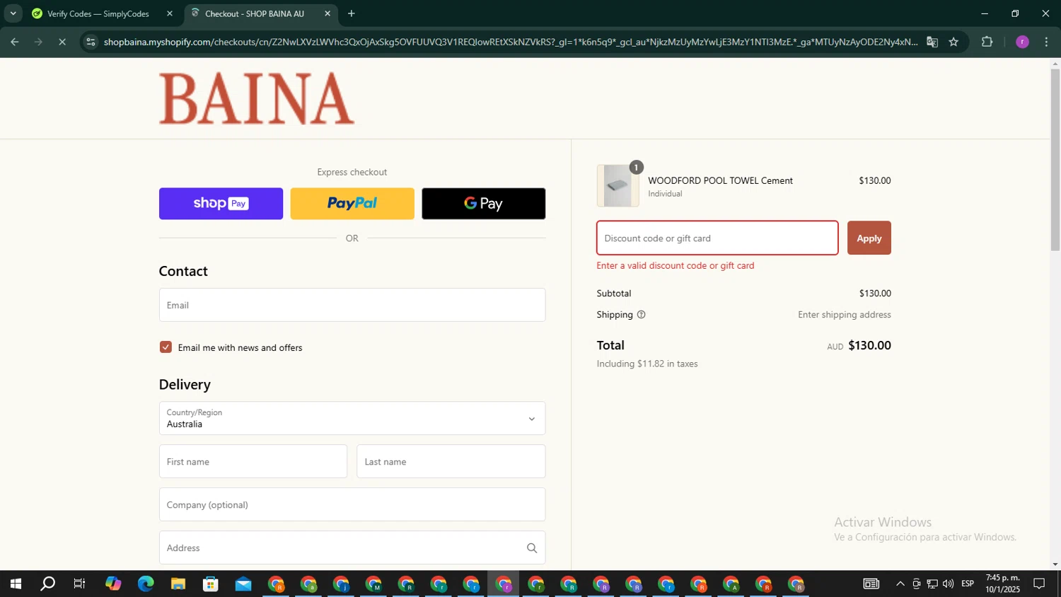 Baina discount code screenshot showing code WITHTHANKS applied at Baina checkout page. Uploaded by SimplyCodes community member EpicScout8515 on Jan 10, 2025