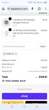 HONEY15 coupon verification screenshot