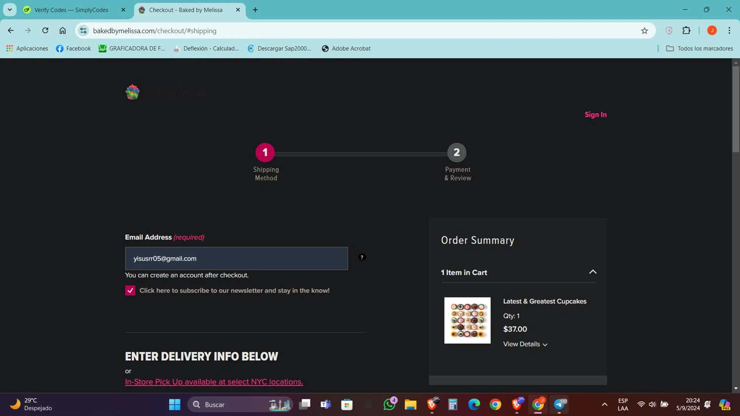 where to use Baked by Melissa promo code box