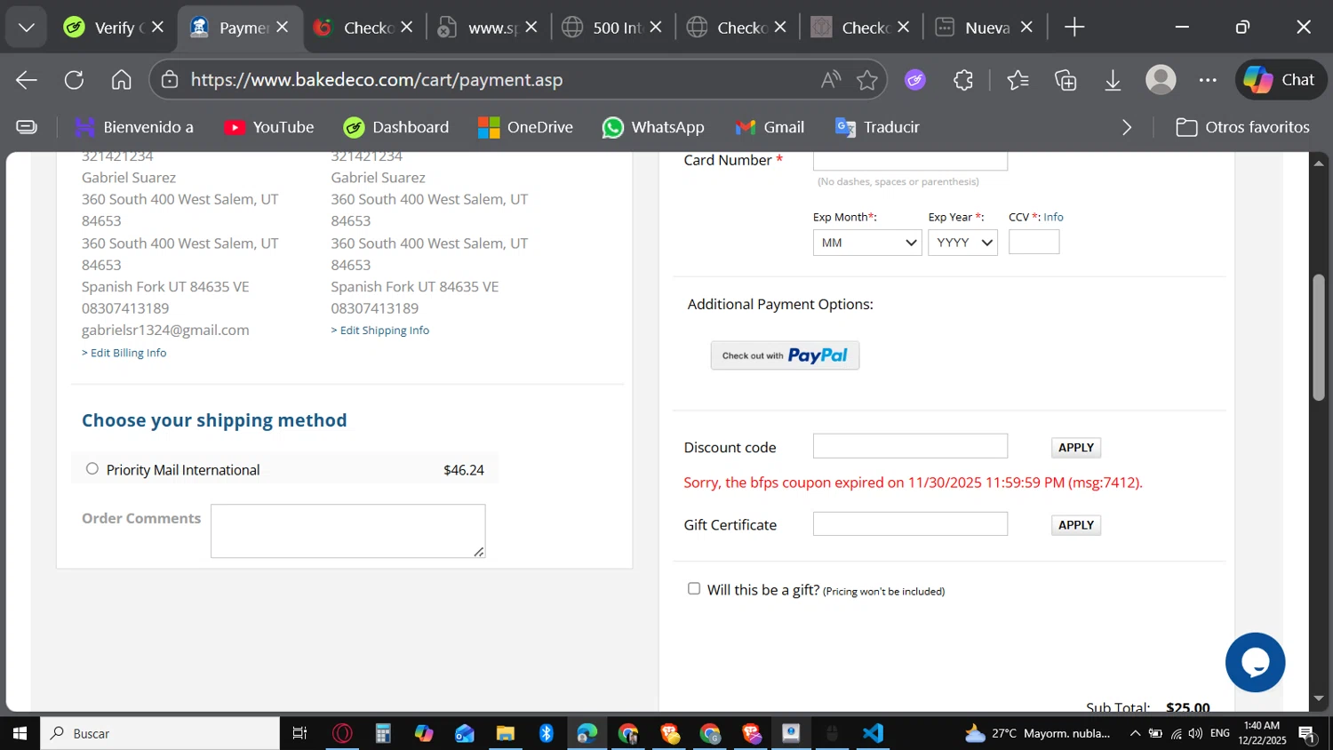 BakeDeco Kerekes promo code screenshot showing code bfps applied at BakeDeco Kerekes checkout page. Uploaded by SimplyCodes community member Carbon132 on Dec 22, 2025