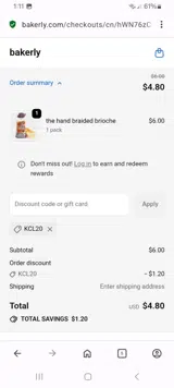 KCL20 coupon verification screenshot