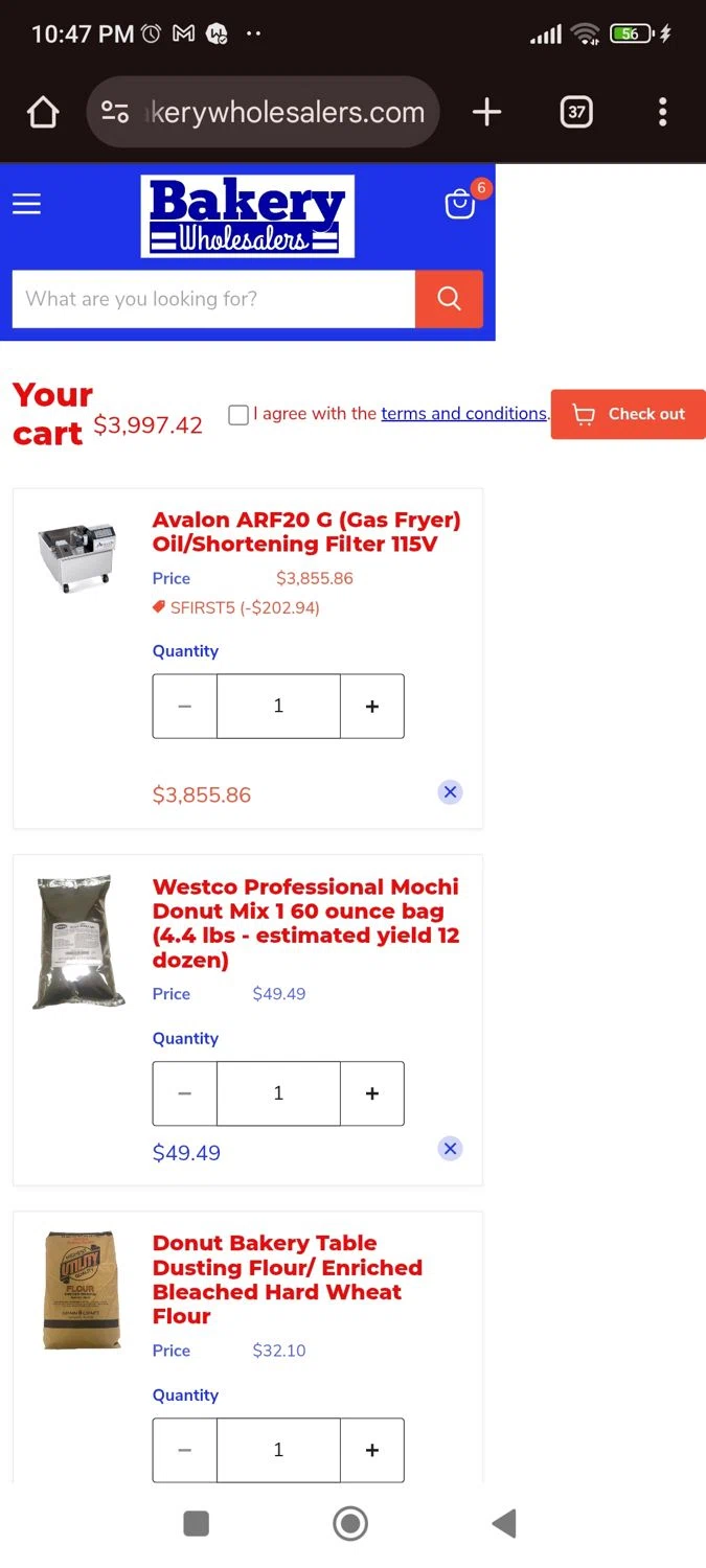 Bakery Wholesalers promo code screenshot showing code Sfirst5 applied at Bakery Wholesalers checkout page. Uploaded by SimplyCodes community member SaraiVillarroel on Jul 6, 2025