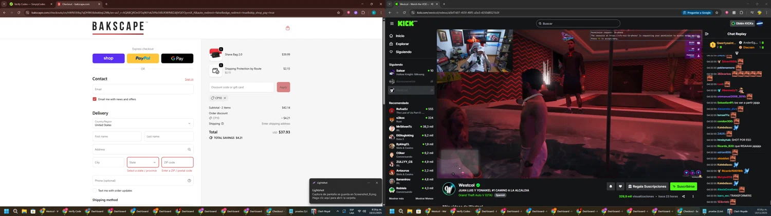 bakscape.com discount code screenshot showing code CP10 applied at bakscape.com checkout page. Uploaded by SimplyCodes community member RewardKnight9989 on Nov 11, 2025