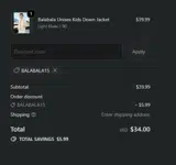 BALABALA15 coupon verification screenshot