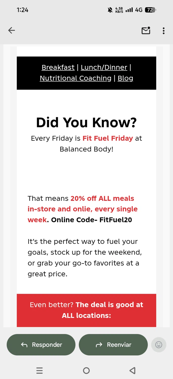 Balanced Body Foods promo code screenshot showing code FitFuel20 applied at Balanced Body Foods checkout page. Uploaded by SimplyCodes community member PaulSkenes on May 22, 2026