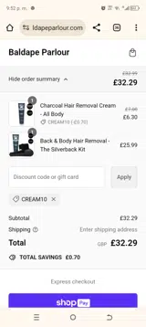 CREAM10 coupon verification screenshot