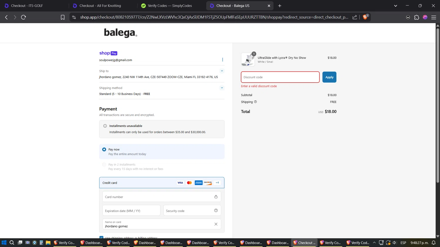Balega promo code screenshot showing code TRANSFORM2024 applied at Balega checkout page. Uploaded by SimplyCodes community member jhordano on Apr 9, 2025