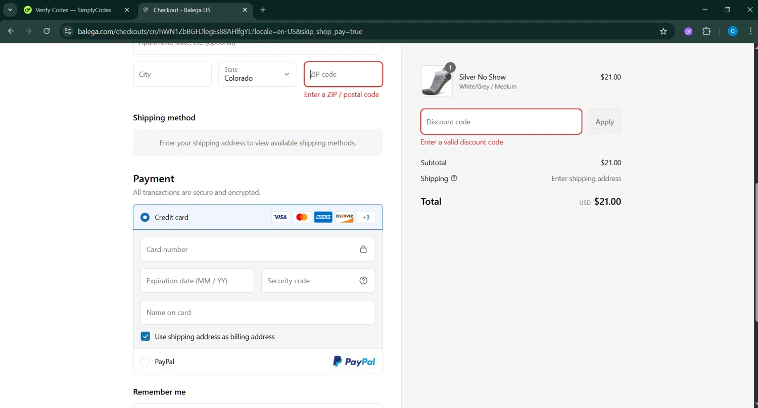 Balega promo code screenshot showing code SUMMER25 applied at Balega checkout page. Uploaded by SimplyCodes community member GoldAdmiral5202 on Aug 8, 2025