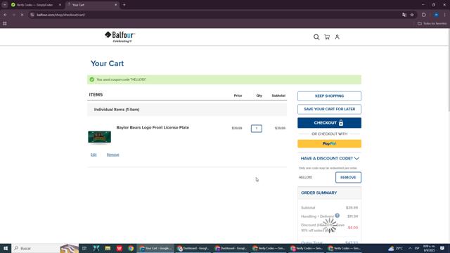 Balfour checkout page showing Balfour discount code box | Screenshot taken by SimplyCodes community member on Sep 8, 2025