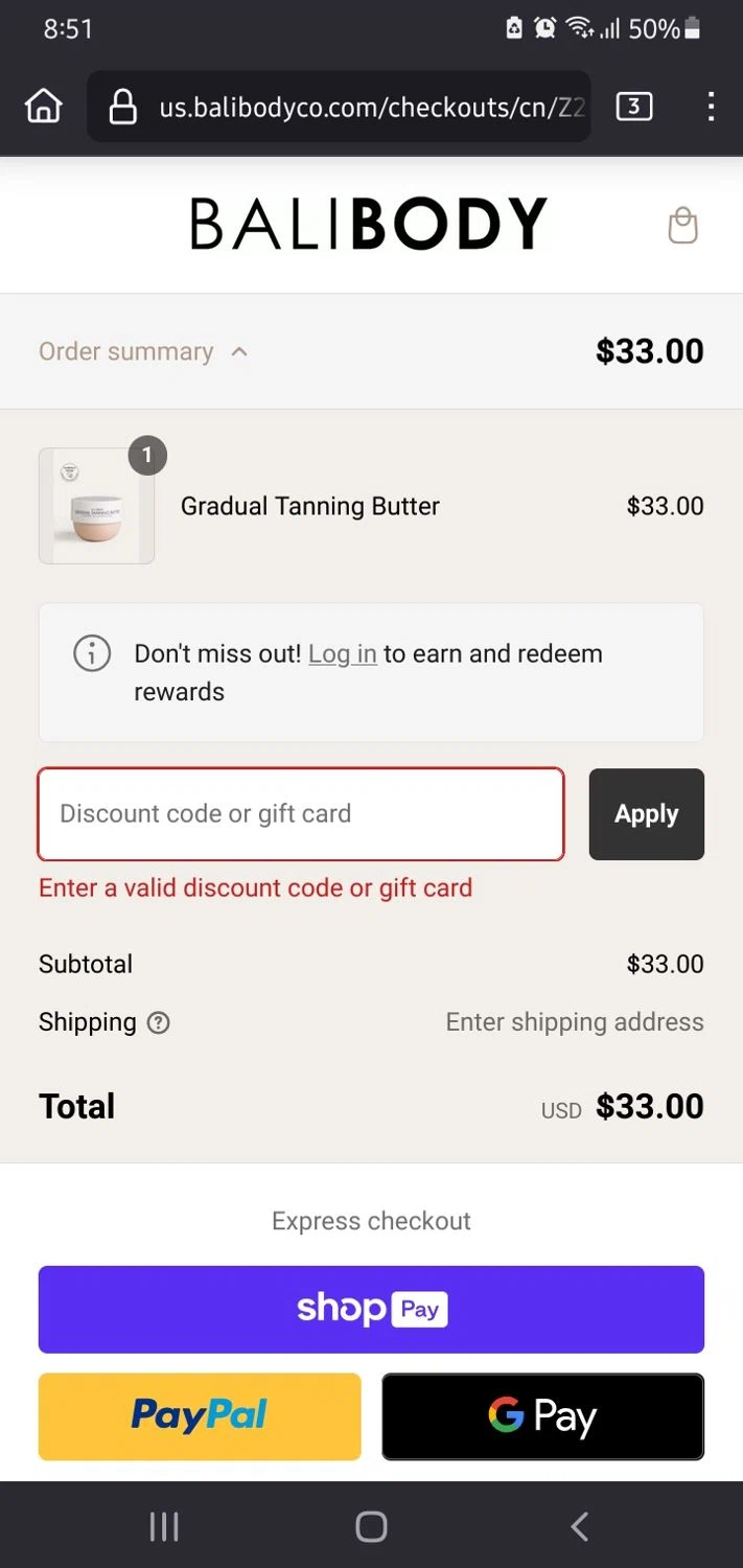 Bali Body US coupon code screenshot showing code BBQPTZRB9L applied at Bali Body US checkout page. Uploaded by SimplyCodes community member MarkGrayson on Dec 30, 2024