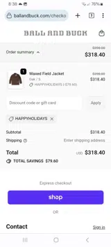 HAPPYHOLIDAYS coupon verification screenshot